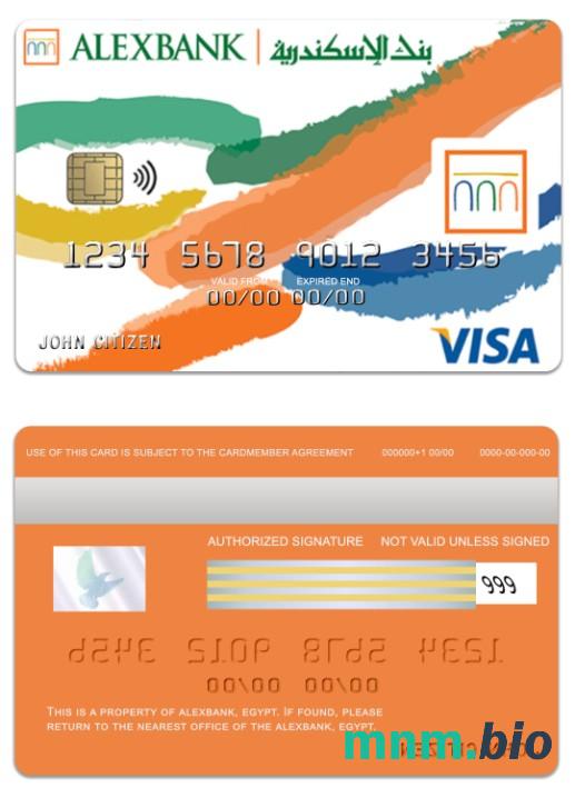 Egypt Alexbank visa inspire credit karta przykład w formacie PSD